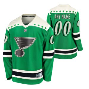 St. Louis Blues Trikot Benutzerdefinierte 2021 St Patricks Day Grün Breakaway Men